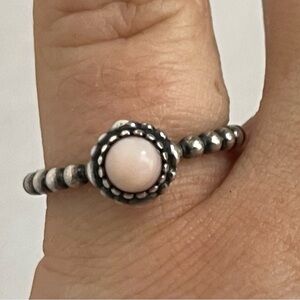 Pandora sterling silver 925 pink opal blossom ring, bubble ring. Size 6 3/4